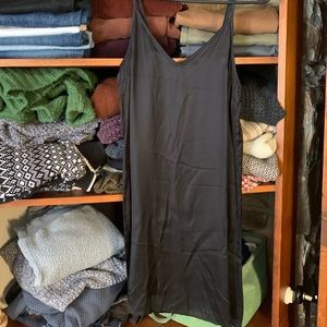 Black satin slip dress